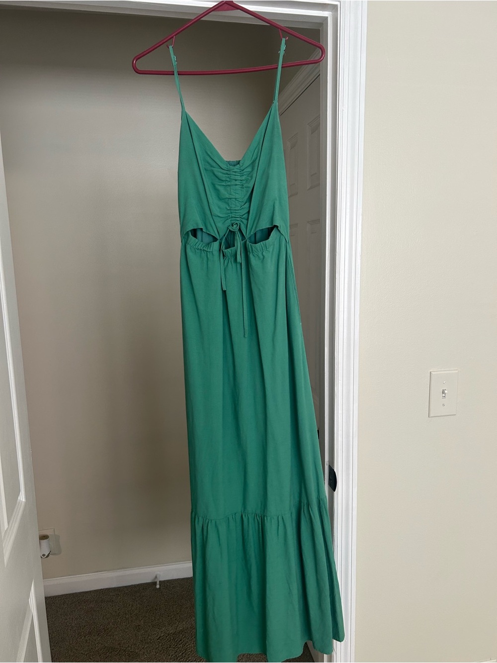 Z Supply Emerald Green Spaghetti-Strap Cutout Maxi Dress